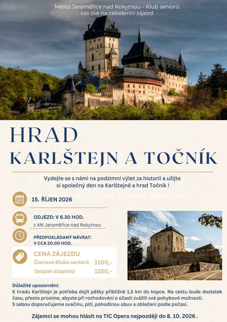 Zajezd Karlstejn 2026 | Městské kulturní středisko Jaroměřice nad Rokytnou